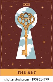 tarot card "the key". Occult, fortune telling, tapestry