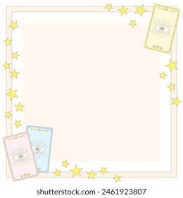 tarot card theme frame in square size, vector illustration
