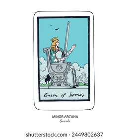 Tarot card vector deck . Minor Arcana Pentacles . Occult esoteric spiritual Tarot. Isolated colored hand drawn illustrations