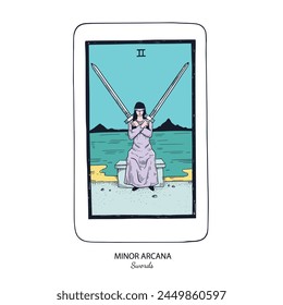 Tarot baraja de Vector de cartas . Pentáculos Arcanos Menores . Tarot espiritual esotérico oculto. Ilustraciones dibujadas a mano de colores aislados