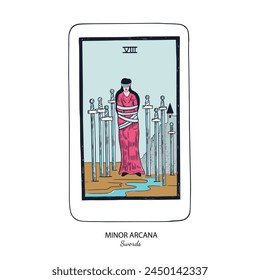 Tarot card vector deck . Minor Arcana Pentacles . Occult esoteric spiritual Tarot. Isolated colored hand drawn illustrations