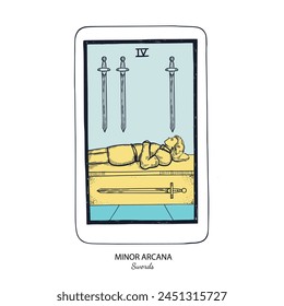 Tarot baraja de Vector de cartas . Pentáculos Arcanos Menores . Tarot espiritual esotérico oculto. Ilustraciones dibujadas a mano de colores aislados