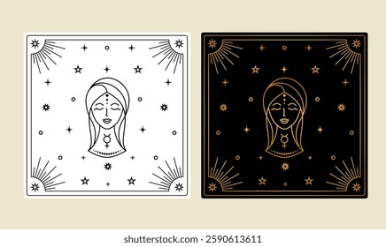 Tarot card with Virgo zodiac sign in different design variation.