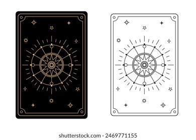 Tarot card wheel of  fortune. The major arcana of a deck of  tarot cards.