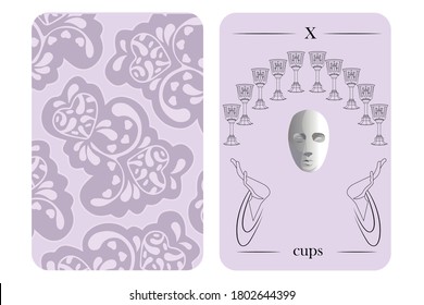 tarot cards 10 cups vector white shirt card pattern