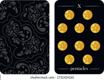 tarot cards 10 pentacles vector shirt card pattern