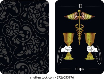 tarot cards 2 cups vector shirt card pattern