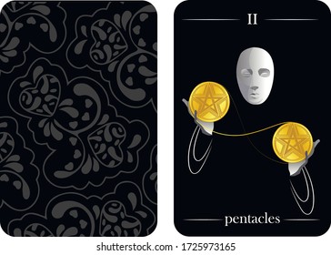 tarot cards 2 pentacles vector shirt card pattern