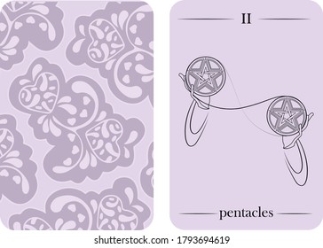 tarot cards 2 pentacles vector white shirt card pattern