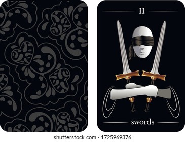 tarot cards 2 swords vector shirt card pattern