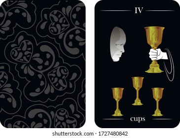 tarot cards 4 cups vector shirt card pattern
