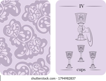 tarot cards 4 cups vector white shirt card pattern