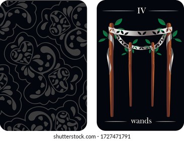 tarot cards 4 wands vector shirt card pattern