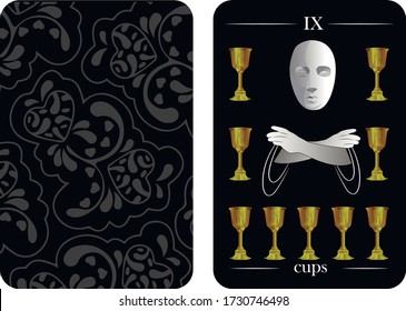 tarot cards 9 cups vector shirt card pattern