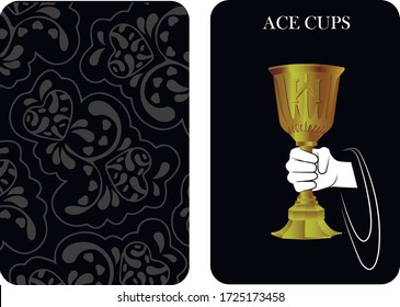 tarot cards ace cups vector shirt card pattern
