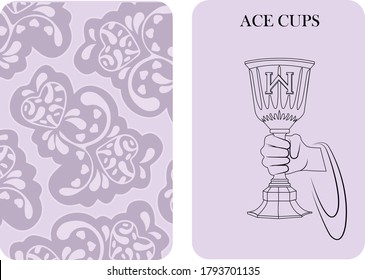 tarot cards ace cups vector white shirt card pattern