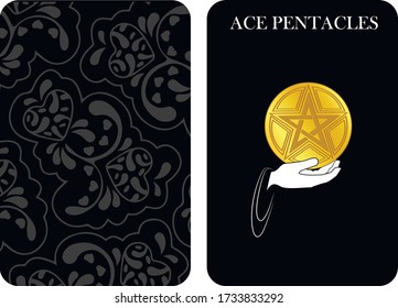 tarot cards ace pentacle vector shirt card pattern