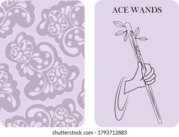 tarot cards ace wands vector white shirt card pattern 