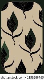 Tarot cards - back design. Abstract leaves on a beige background