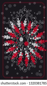 Tarot cards - back design. Abstract flowers