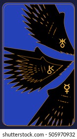 Tarot cards - back design.  Air Elements: Aquarius - Uranus, Libra - Chiron, Gemini-Mercury