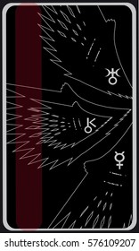 Tarot cards - back design.  Air Elements: Aquarius - Uranus, Libra - Chiron, Gemini-Mercury