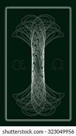 Tarot cards - back design.  Alpha and Omega