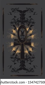 Tarot cards - back design. Ankh, Coptic cross