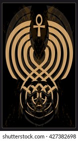 Tarot cards - back design. Ankh, Coptic cross