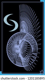 Tarot cards - back design. Blue wing and Two Moons