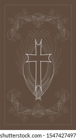 Tarot cards - back design. Cross of the Knights Templar