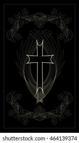 Tarot cards - back design. Cross of the Knights Templar