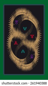 Tarot cards - back design. Generational planet: Uranus, Neptune, Pluto