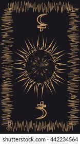 Tarot cards - back design. Infernal Sun, Lilith