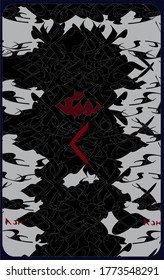 Tarot cards - back design. Kano, The Rune of Fire. Reverse side