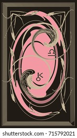 Tarot cards - back design.  Libra, Chiron