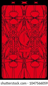 Tarot cards - back design. Lilith on a red background