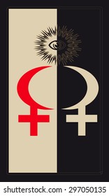Tarot cards - back design.   Lilith, Selena, all-seeing eye