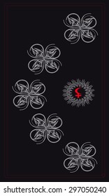 Tarot cards - back design.  Lilith, floral pattern