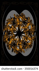 Tarot cards - back design. Marigold flower 