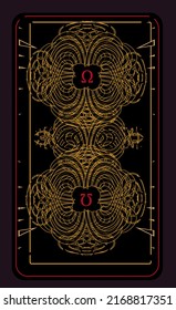 Tarot cards - back design. Omega Symbol. Reverse side