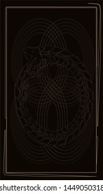 Tarot cards - back design. Ouroboros, serpent eating his tail 