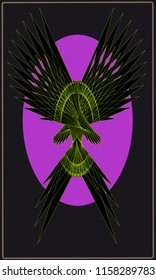 Tarot cards - back design. Phoenix rebirth