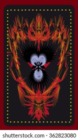 Tarot cards - back design.  Phoenix. Pluto