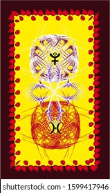 Tarot cards - back design. Pluto and Proserpine