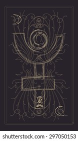 Tarot cards - back design. Pluto, death