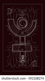 Tarot cards - back design.   Pluto, death