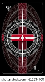 Tarot cards - back design.  Pluto, Scorpio