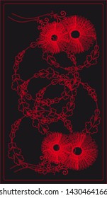Tarot cards - back design, Red floral pattern