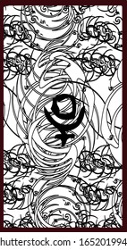 Tarot cards back design, reverse side. Pluto astrological symbol